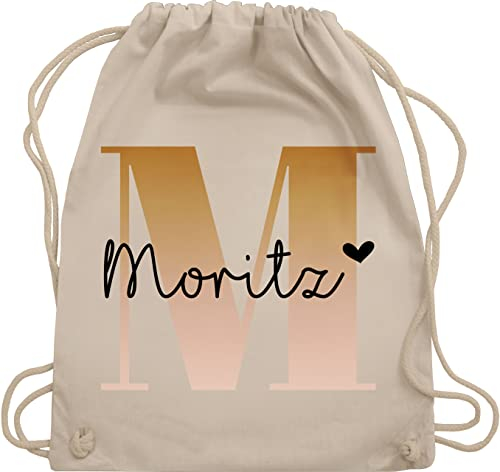 Turnbeutel Rucksack - Initialen - Name und Buchstabe I Geschenk Anfangsbuchstabe - Unisize - Naturweiß - tasche krippe schulkind beutel buchstaben m turnsack sporttasche für schule