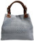 Modarno Geflochtene Handtasche für Damen mit Schultergurt aus echtem Leder - 33 x 17 x 29 cm, grau