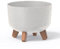 IMJ-Global Vaso per Fiori piante Tondo Gracia Regular ECO WOOD Decorativo in Plastica e 33% Legno da Interno Esterno 29x29x22 cm Bianco Design Moderno 10 Litri