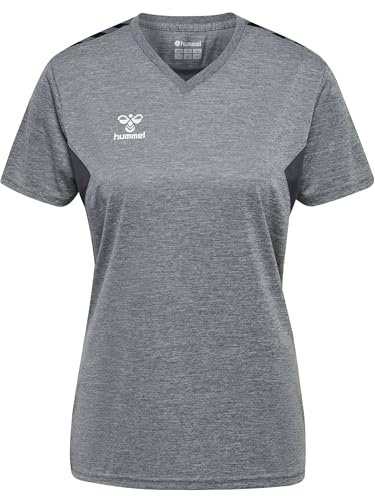 hummel Damen Hmlauthentic Pl Jersey S/S Woman Shirt, Grey Melange, XL EU