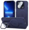 tigratigro Coque avec béquille compatible avec iPhone 13 Pro, protection appareil photo H9 verre trempé, coque arrière givrée translucide, anti-empreintes digitales, sensation de velours (bleu marine)