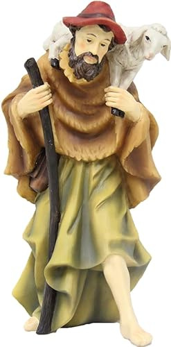 FADEDA Hirte mit Stab/Höhe:13 cm/handbemalt/detailgetreue Krippen Figuren - Weihnachten Tisch Dekoration Krippe Zubehör