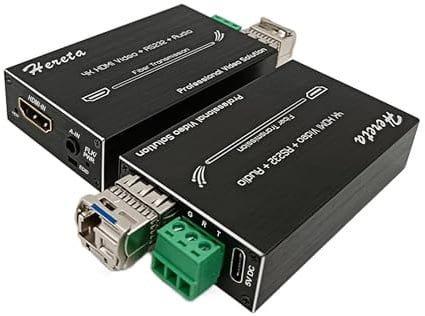 Hereta 4K-HDMI-Video-Extender, 10,2 Gbit/s, Mini-HD-Glasfaserkonverter mit RS232 und Audio-Erweiterung von Entfernungen bis zu 20 km über Single-Mode-SFP-SFP-Transceiver