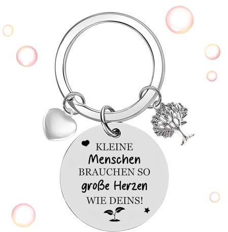 UTEFIF Lehrer Schlüsselanhänger mit Gravur KLEINE Menschen BRAUCHEN SO groBe Herzen WIE DEINS, Geschenke für Lehrerinnen, Dankeschön Geschenke Lehrer Geschenk Erzieherin Geschenk