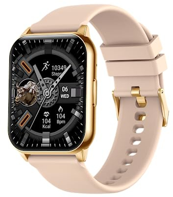Maxcom - FW25 Arsen Pro Smartwatch - Damen - Frauen - Fitnessuhr - mit Blutdruck-, Herzfrequenz-, Schlafüberwachung und Schrittzähler - Eckig - Elegant - mit Gummiband Gold