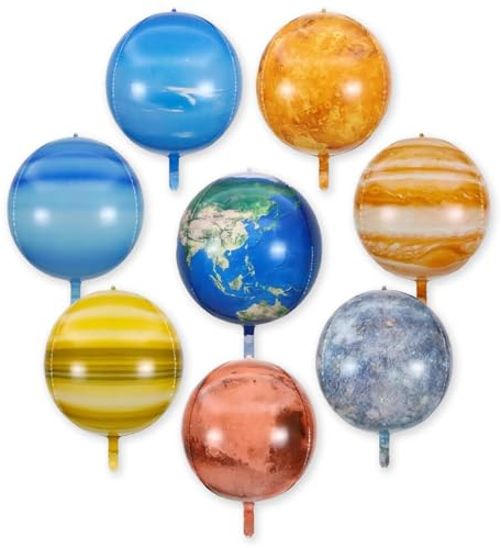 Weltraum Luftballons, 8 Stück Planeten Ballons 22 Zoll Folienballon 4D Geburtstagsballon für Junge Geburtstagsfeier, Weltraum Deko, Planet Party Dekoration