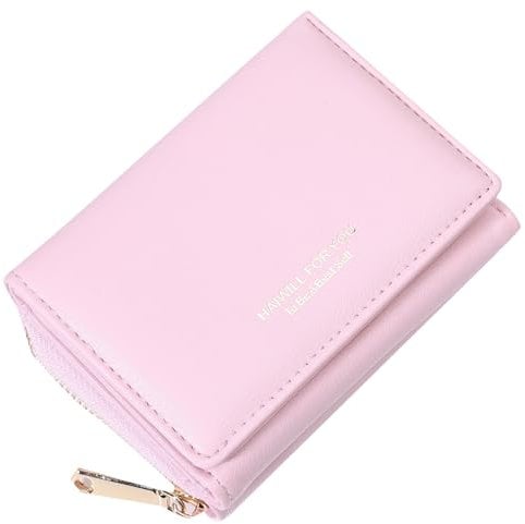 HAIWILL Geldbeutel Damen Klein PU Leder, Portmonee mit Münzfach und 7 Kartenfächern, Gross Kapazität Kleines Portemonnaie Viele Fächer (Rosa 2)