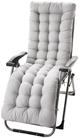 Ataoyus Coussin de Chaise Longue Bain de Soleil, 170x50cm, Polyester, Coussin pour Chaise Extérieure avec Capuchon Antidérapante et Bande Réglable pour Intérieur Extérieur