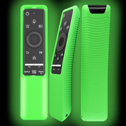 Case Compatible with Samsung Smart TV Remote Controller BN59 Series, Light Weight Silicone Cover Protector Shockproof Anti-Slip Remote Skin Sleeve - Glow Green