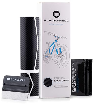 Blackshell® Fahrrad Schutzfolie für E-Bike, Pedelec, Elektrofahrrad - 21-teilig in Carbon Schwarz - starker Rahmenschutz, Steinschlagschutz-Set