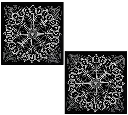 CREATCABIN 2 Stück Altartuch,Tarot-Tischtuch,Wikinger-Runen,Himmlische Konstellation,Tarot-Deck,Spiritueller Wandteppich,Heiliges Tuch Für Wahrsagerei,Hexerei,Heidnisches,Tarot-Liebhaber,49.5x49.5cm