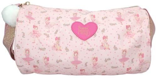 Depesche 12865 Princess Mimi Bunny Ballet - Sporttasche in Rosa, mit Ballerinas und Hasen, rollenförmige Umhängetasche mit verstellbarem Träger
