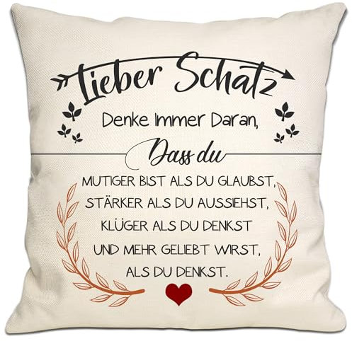 Bommex Du mutiger bist als du glaubst Kissenbezüge für Freund Ehemann inspirierendes Geschenk für Lieber Schatz Geburtstag Valentinstag Jahrestag (Lieber Schatz-1)