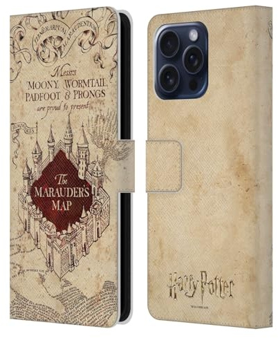 Head Case Designs Officially Licensed Harry Potter The Marauder's Map Prisoner Of Azkaban II Leather Wallet Case Compatible With Apple iPhone 16 Pro Max