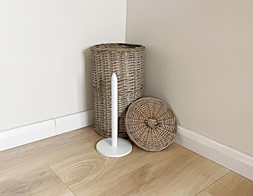 Rattan Wicker Toilet Roll Holder Dispenser Container Brown