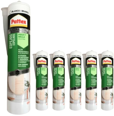 Neutral Silikon für Innen und Außen Weiß- Dichtstoff für Fassaden und Fensteranwendungen - Spiegelkleber - UV Beständig und Geruchsfrei (6 x 280ml)