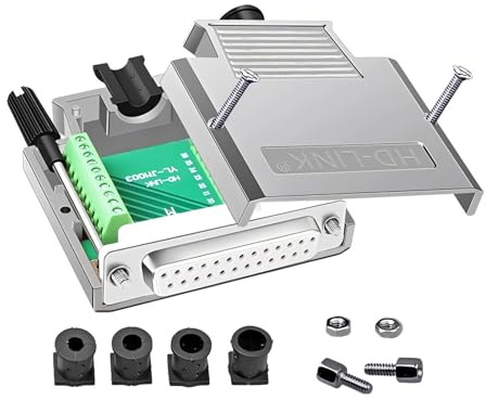 Willwewon DB25 weibliche dünner Metallschalen Adapter, lötfreie RS232 D-SUB seriell zu 25-poligem Port Terminal Breakout Board