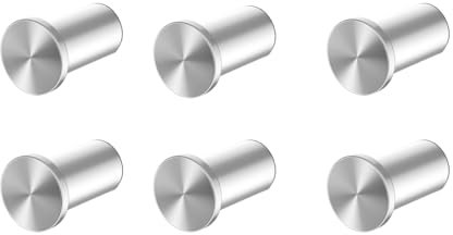 Giookuj Haken zum Schrauben Silber Handtuchhaken Bohren SUS304 Edelstahl Garderobenhaken Badezimmer Wandhaken für Bad, Küche Wand 6 Packs