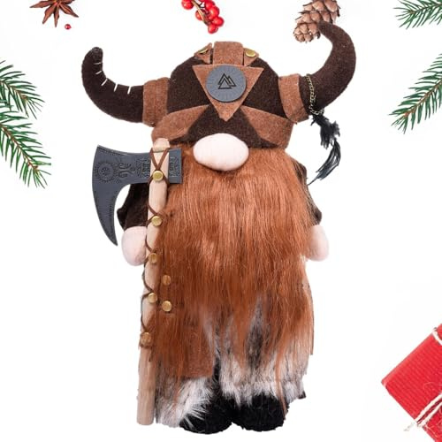 Warrior Gnome Doll, Decoration, Resin Statue Warrior Statue Garden Gnome Ornament, Swedish Plush Dolls Decoration, Vik-ing Warrior Gnome Doll, see description, See