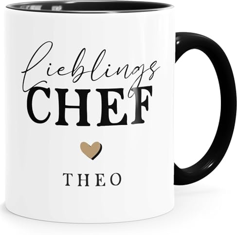 SpecialMe® Tasse Lieblingschef Lieblingschefin Geschenkidee personalisiert mit Name Herz Wunschname Weiss-innen-schwarz standard