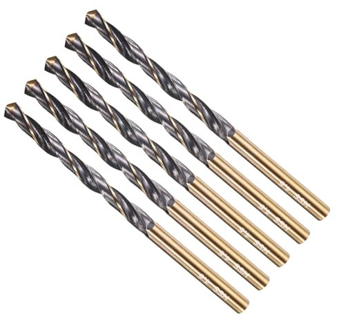 METALLIXITY Drill Bit (4.5mm) 5Pcs, 4341 High-Speed Steel Straight Shank 118° Black and Gold Finish for Copper Aluminum Wood Plastic Medium Hard Metal