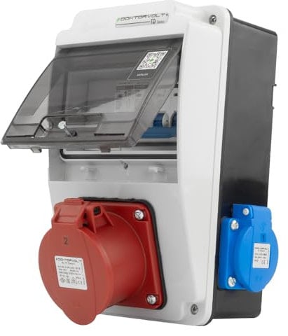 Doktorvolt Stromverteiler Wandverteiler Baustromverteiler 16A 2x230V IP44 Komplett Verdrahtet DV-5107-D XS-S