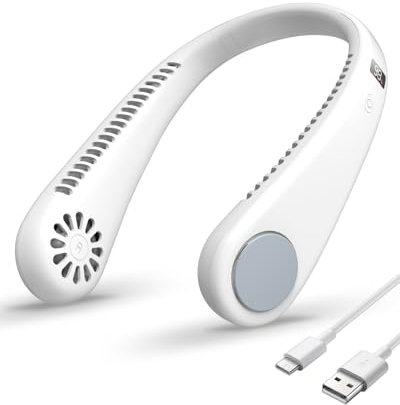 Portable Neck Fan, 5200mAh Rechargeable Hands Free Bladeless Fan with 360° Airflow, 4-Speed Settings, Silent & Lightweight, Cooling Ideal for Outdoor, Workouts, Traveling Use