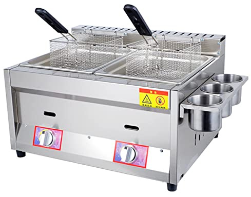 HMASNSEIY Deep Fryer Commercial 20L gas fryer, food grade stainless steel, electronic ignition, non-slip, for home restaurant kitchen