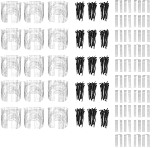 Waycin Pflanzenschutz, 15 Stück, rostfrei, 34,8 cm, Metallgitter, Pflanzenkäfig, um Tiere fernzuhalten, Draht, Gartenglocke, Pflanzenschutz für Innen- und Außenbereich, Garten (15-teiliges Set)