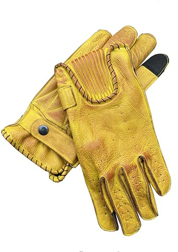 GEARX Weiche Lederhandschuhe für Motorradfahrer, Bobber, Chopper, Cruiser, L