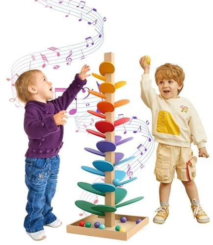 Marble Run Wooden Motor Skills Tree Made of Music Tree Toy Sound Tree Learning Toy for Children Marble Run from 3 Years