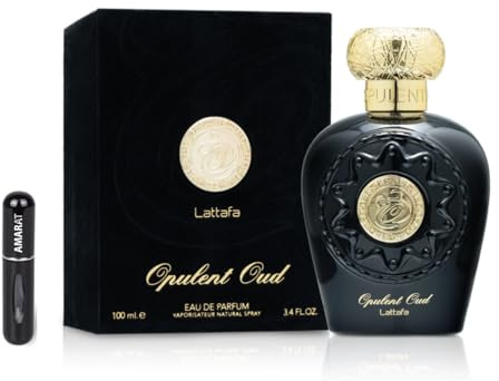 Opulent Oud Eau de parfum 100 ml, parfum arabe unisexe de longue durée, avec atomiseur rechargeable 5 ml, parfum oriental ambré avec notes de safran, rose, oud et ambre (Opulent Oud)