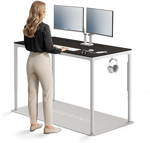 Desktronic Four-Leg Standing Desk 160x80 Cm – Height-Adjustable Desk With 4 Electric Motors, Touchscreen With 2 USB-C Ports, Cable Net, Dual Hooks, Magnetic Cable Channel & Anti-Collision System