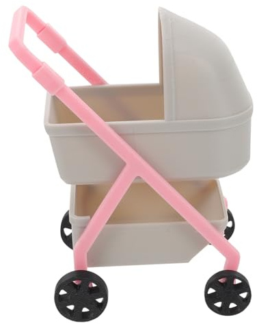 Vaguelly Miniatur Puppenwagen Beweglicher Kinderwagen aus Stabilem Kunststoff Realistische für Puppenhaus Deko und Kinderspiele
