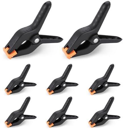 OTraki 8 Pezzi Fermagli a Molla Nylon,4 Pollice Grandi Morsetti a Molla Pesanti, Morse da falegname con Ganascia Mobile, Morsetti in Mussola di Plastica Resistente per Falegname, Foto Studio Progetti
