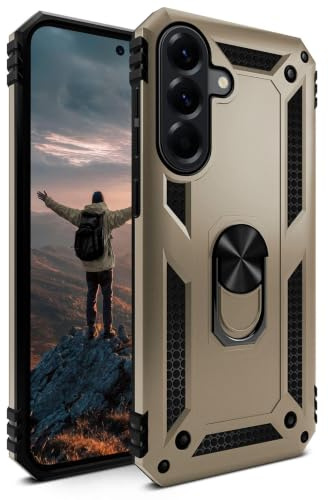 ONEFLOW für Samsung Galaxy A56 5G Hülle mit Handygriff Ständer, Outdoor Schutzhülle stoßfest Panzerhülle mit Kameraschutz, Handyhülle Hybrid TPU Case, Titan Cover, matt Gold