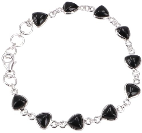 GURU SHOP Indisches Boho Silber Armband, Edelsteinarmband, 925 Silber | Filigrane Fassung, flexible Länge 16,5-20 cm, eleganter Boho-Stil, leuchtende Amethyste, einzigartiges Schmuckstück