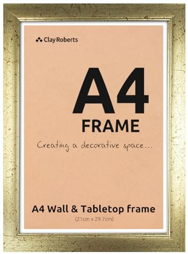 A4 Photo Frame, Gold, Picture Frame, Certificate, Art Print Poster, 21cm x 29.7cm, Gold Frames, A4 Photo Collage Gallery Display