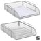 2 x stapelbare Dokumentenablage, Büro Briefablage aus Metall für DIN A4, Schreibtischablage BxT 26x33,5 cm, Silber