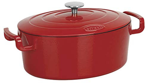 Sitram SITRABELLA Cocotte Ovalada, 6.5 litros, Hierro Fundido, Rojo y Blanco