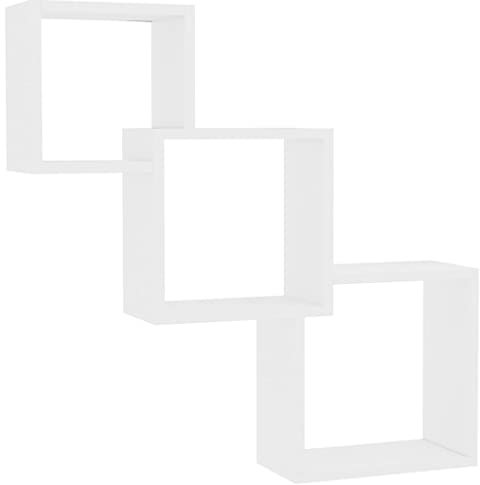 vidaXL Cube Wandregal Hängeregal Bücherregal Regalwürfel Cube Lounge CD DVD Regal Schweberegal Wand Deko Weiß 68x15x68cm Holzwerkstoff