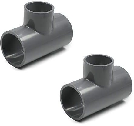 MroMax Lot de 2 raccords en T pour tuyau en PVC - 40 mm x 32 mm - Pour usage domestique ou industriel - Gris
