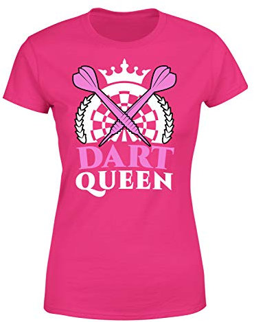 Dart Queen T-Shirt Damen Dart Spruch T-Shirt, Farbe: Pink, Größe: Medium