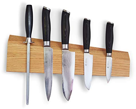 Natuhr® Wand Design Holz Messerhalter Messerblock - Pete - Eiche Magnetleiste Schlüsselbrett