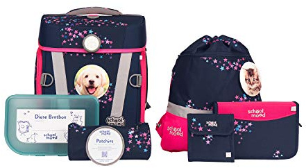 Hero Air+ Schulranzenset - 7-teilig- für Mädchen & Jungen - ergonomisch & sicher (Leni (Hund))