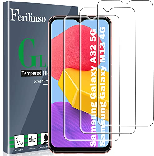 Ferilinso [3 Pezzi] Pellicola Protettiva per Samsung Galaxy A32 5G /Samsung Galaxy M13 4G / M32 5G, Vetro Temperato [Compatibile con la Cover] [Alta Definizione] [9H Durezza] [Anti-Graffio]