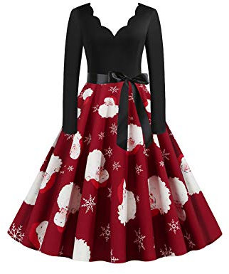 EFOFEI Robe de Noël Femme Manche Longue Sexy Rouge - Robe de Chambre pour Femme Enceinte S