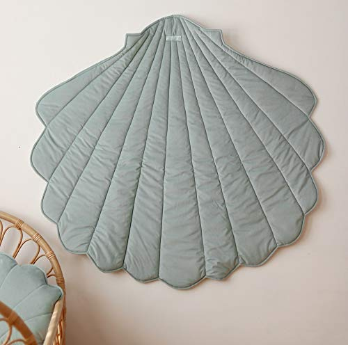 Samt-Matte für Kinderzimmer oder Babyzimmer (dekorative & ausgefallene Matten) (grau-mint - Samtschale)