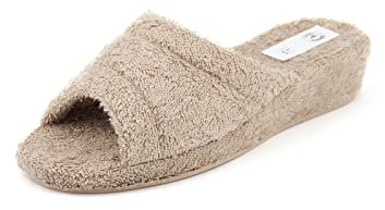 JOMIX Chaussons à Talon Compensé Sandales Compensées Sandales Femme en éponge Pantoufles pour femme, 01 Beige, 39 EU