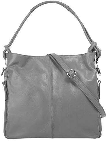 Samantha Look Shopper Echt Leder Damen Made in Italy, Geräumige Handtasche mit Tragehenkel, Smartphonefach und modernen silbernen Details